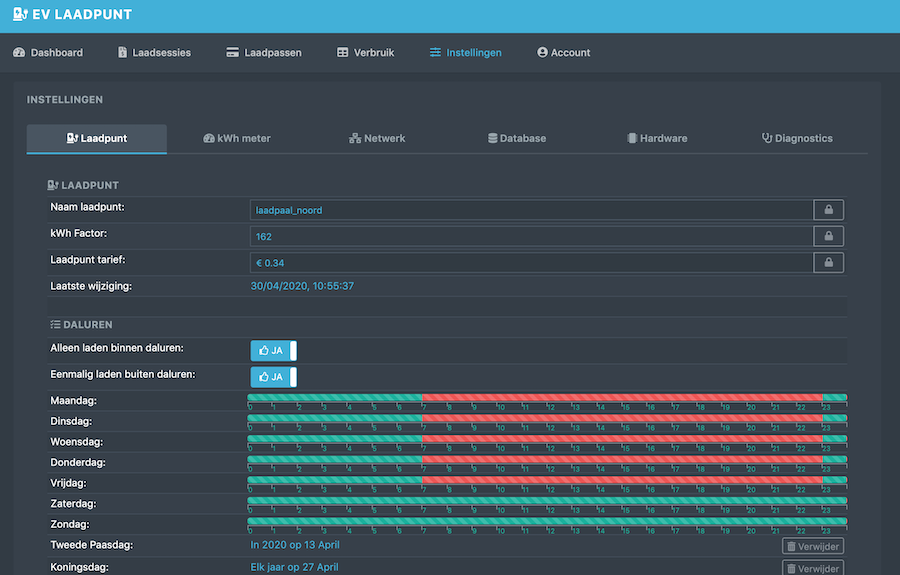 Voorbeeld daluren instelling